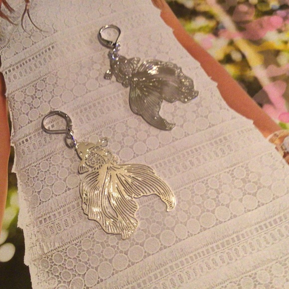 925 black metal koi fish filigree earrings hoops - Picture 11 of 11